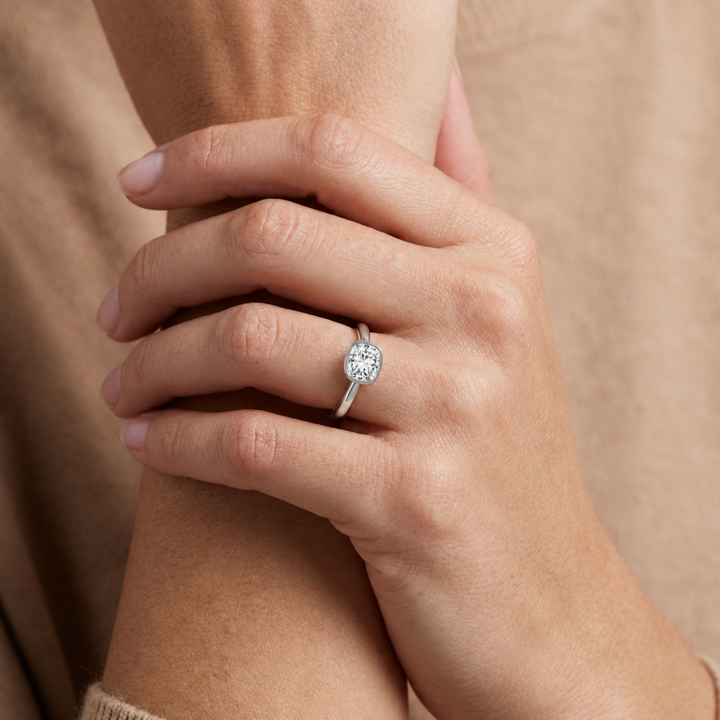 Bailey - Cushion - White Gold - Plain