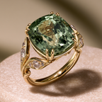 Timeless Cushion Peridot Vintage Ring in 14k Yellow Gold
