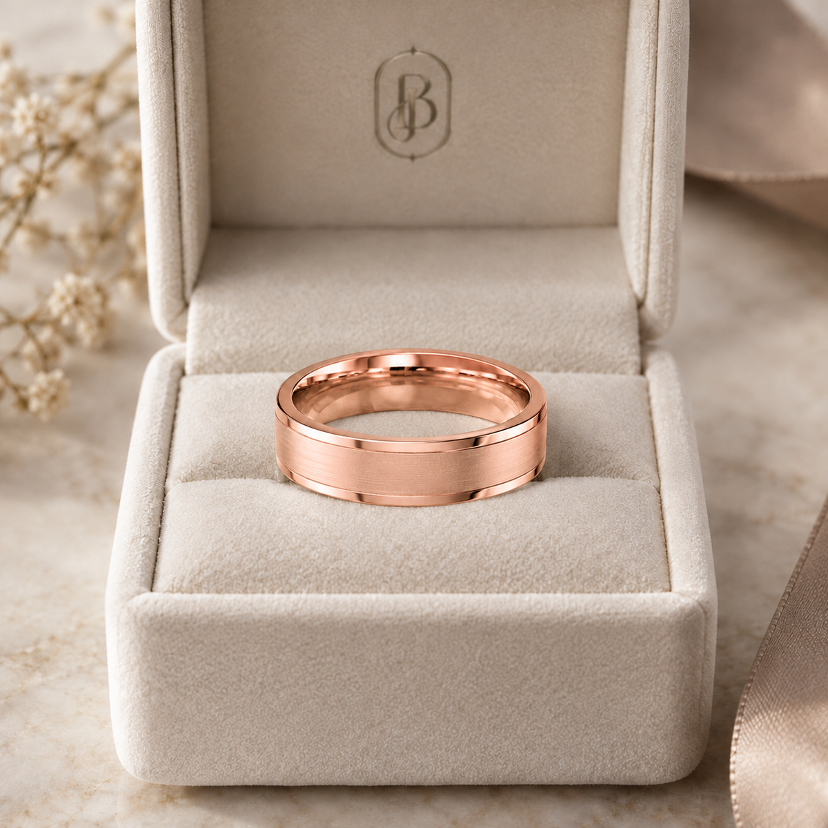 Double Grooved - Rose Gold - Brushed