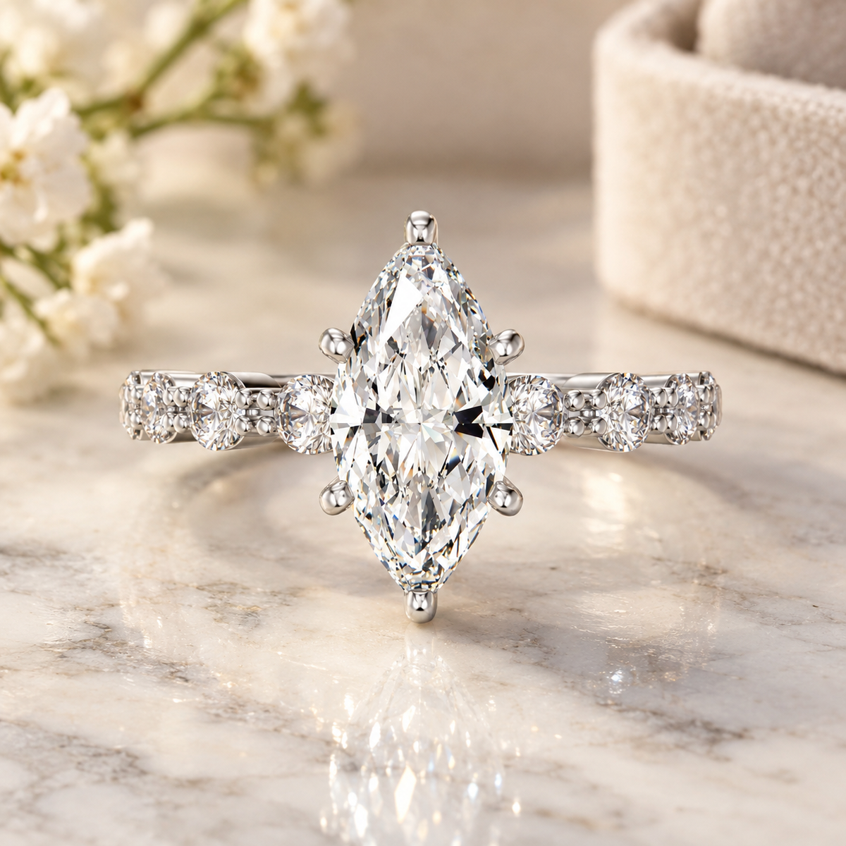 Oppulence - Marquise - White Gold - Pavé
