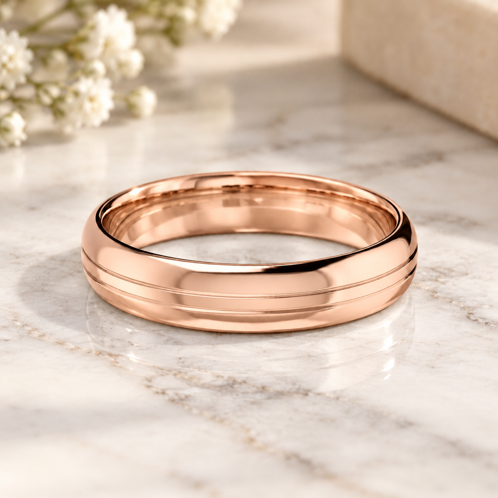 Thin Grooved - Rose Gold - Plain