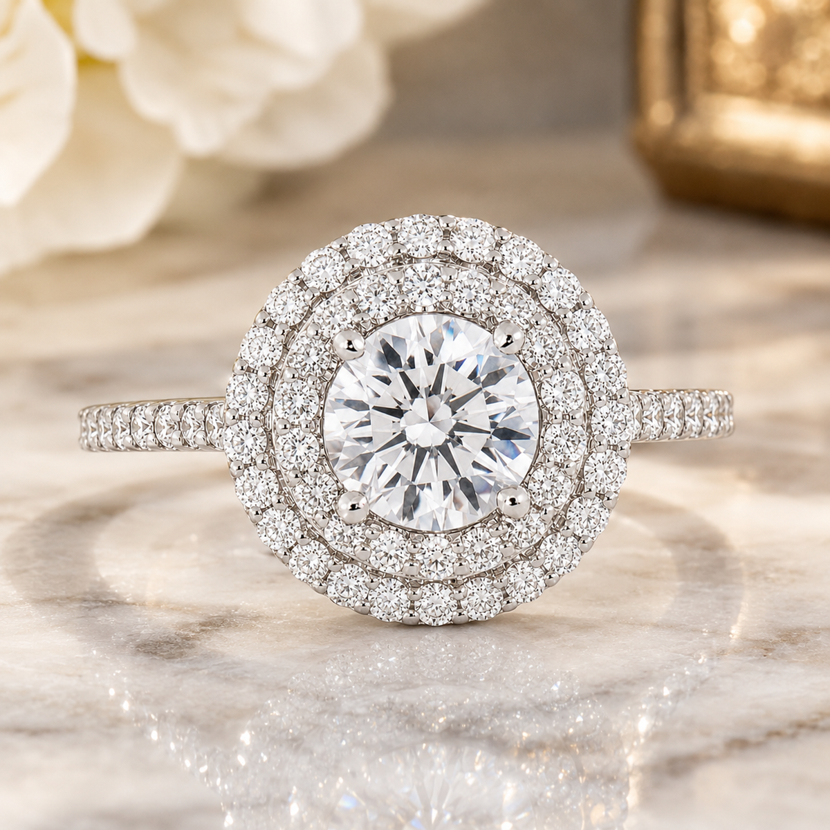 Marielle - Halo - Round - White Gold