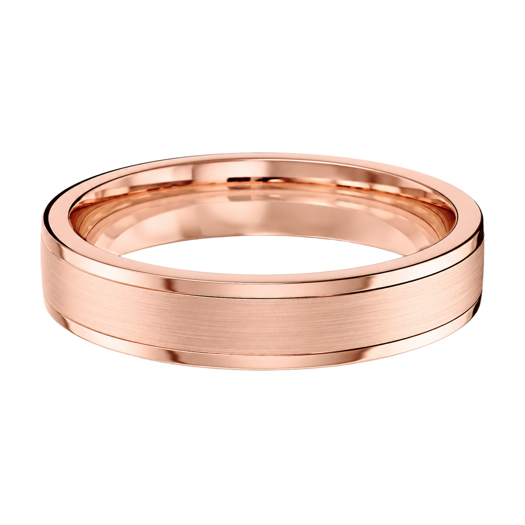 Double Grooved - Rose Gold - Brushed