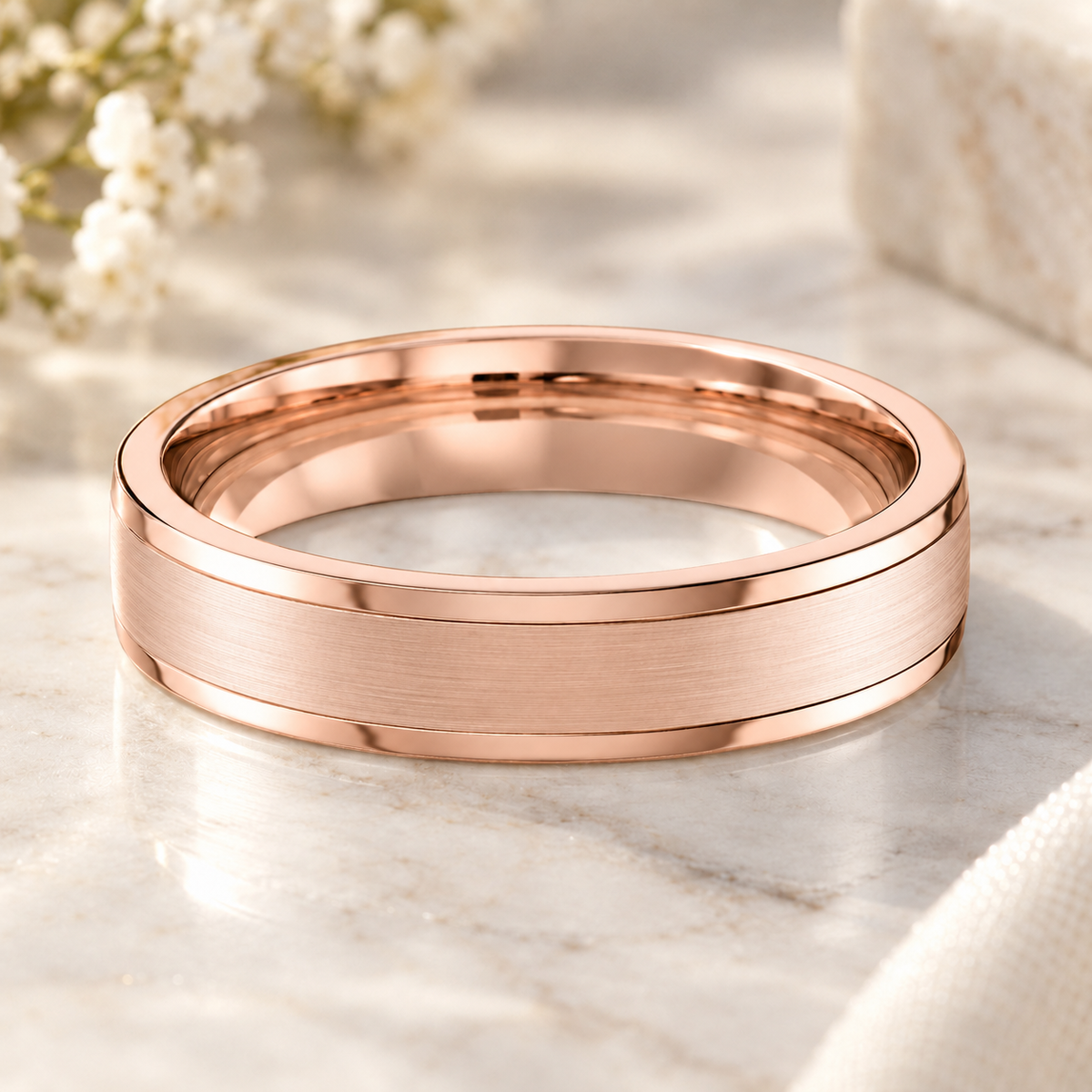 Double Grooved - Rose Gold - Brushed