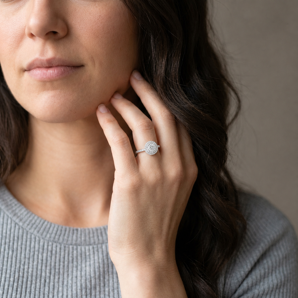 Marielle - Halo - Round - White Gold