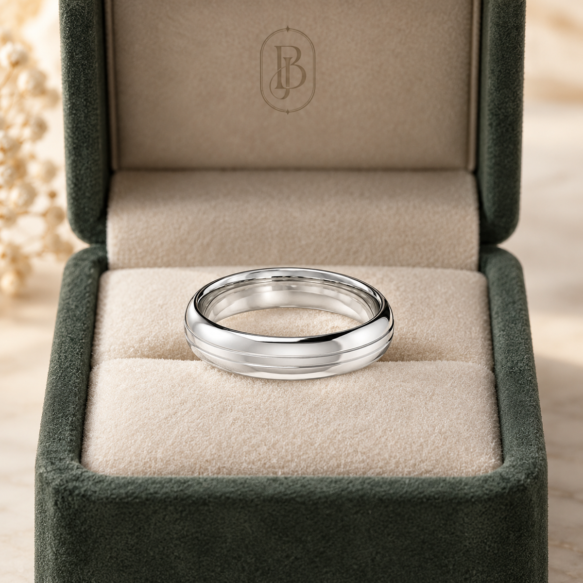 Thin Grooved - White Gold - Plain