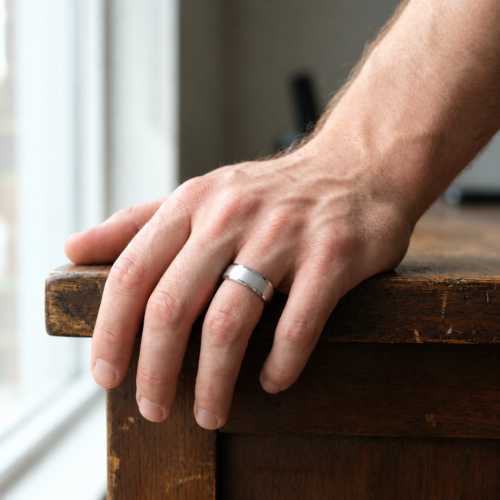 Double Grooved - White Gold - Brushed