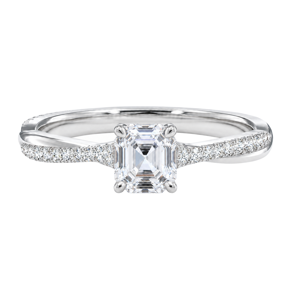 Wreath - Asscher - White Gold - Pavé