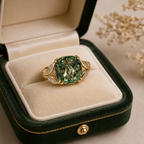 Timeless Cushion Peridot Vintage Ring in 14k Yellow Gold