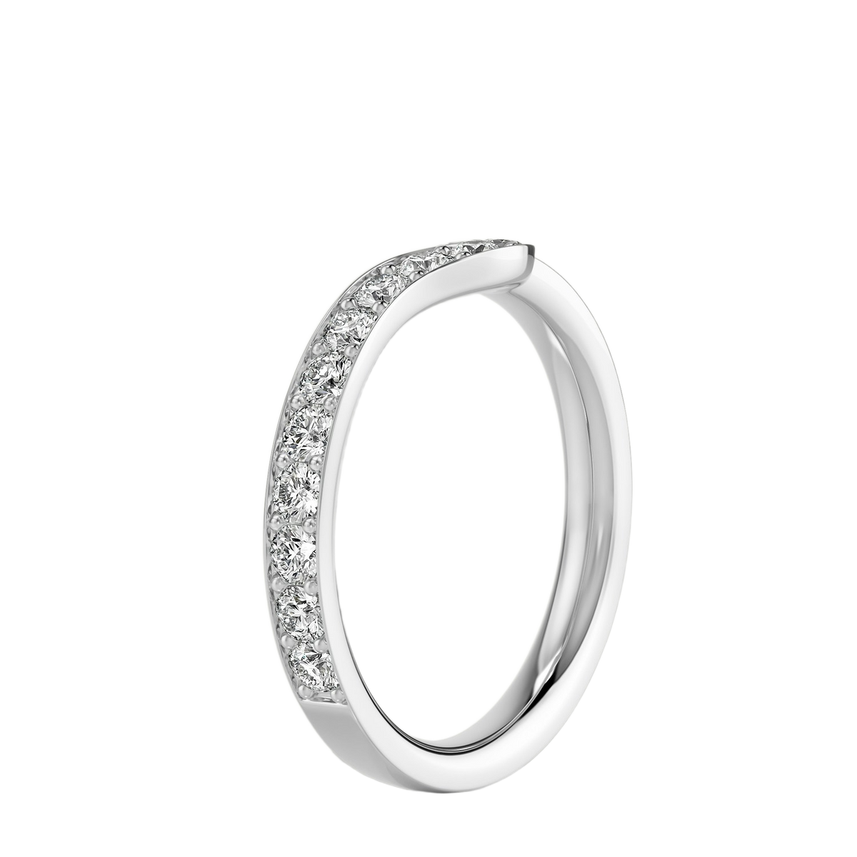 Wave - Round - White Gold - Pavé