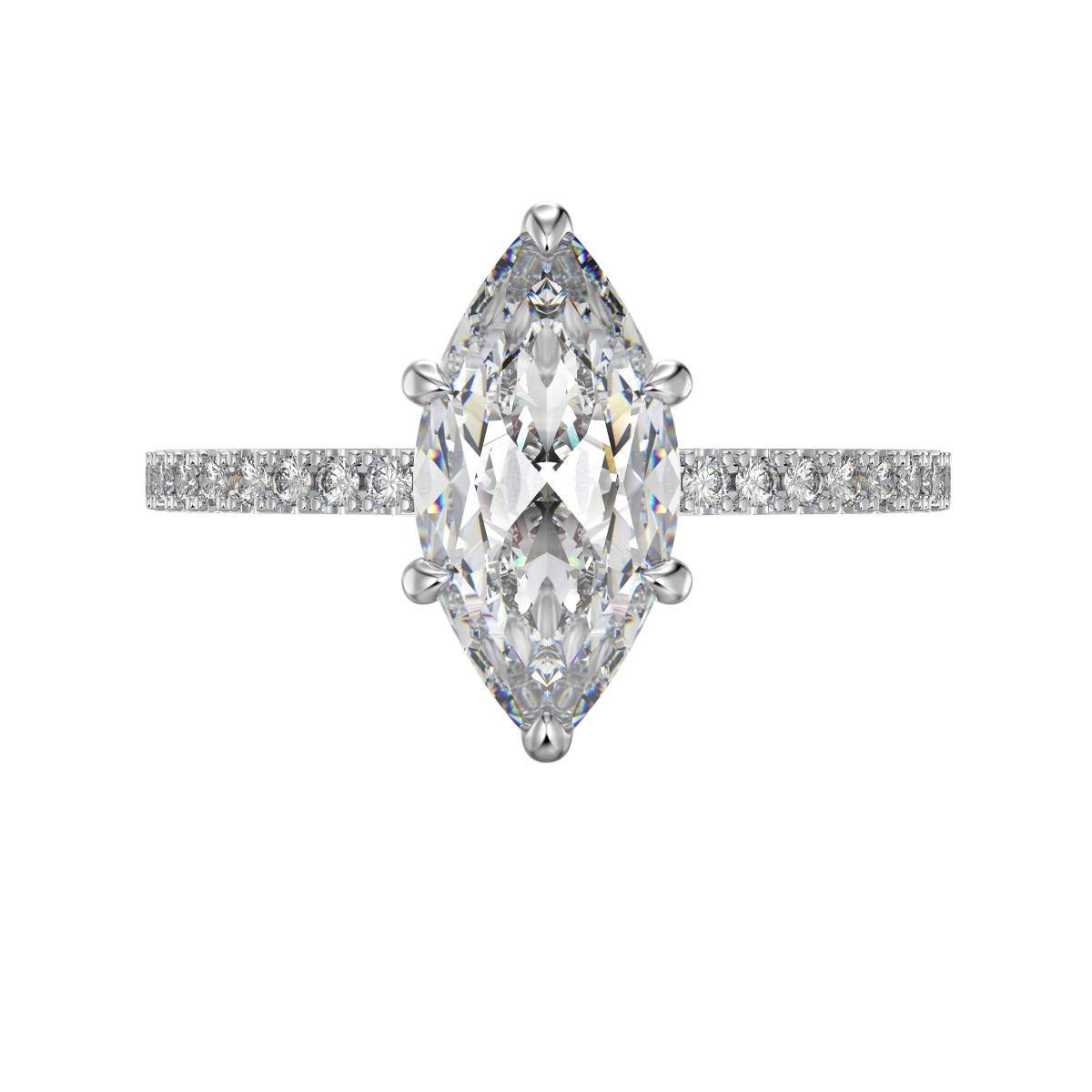 Brilliance Marquise Ring - Marquise - White Gold - Pavé