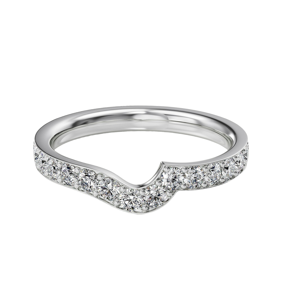 Wave - Round - White Gold - Pavé