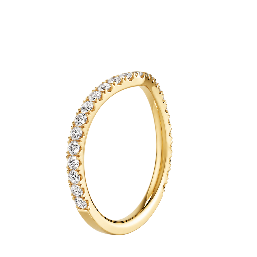 Chevron - Round - Yellow Gold - Pavé