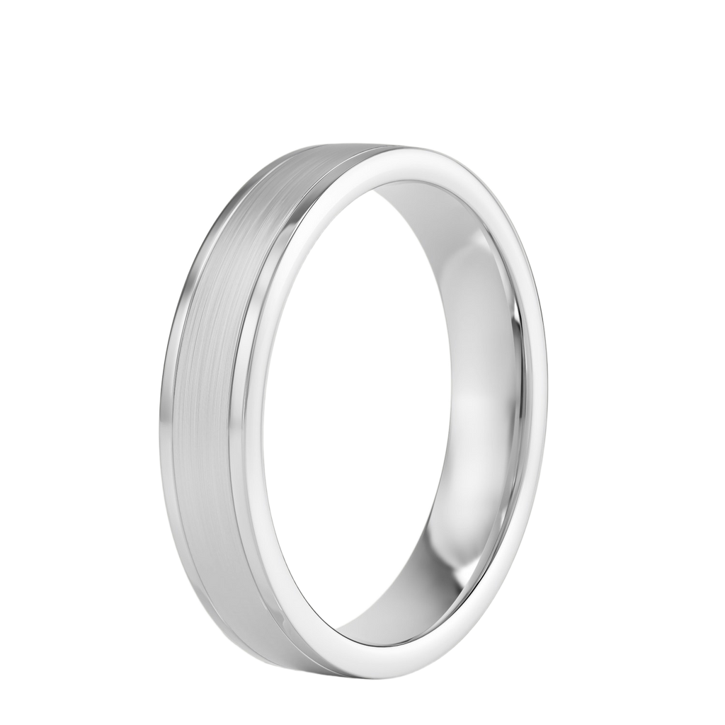 Double Grooved - White Gold - Brushed