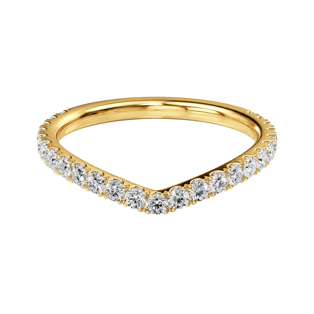 Chevron - Round - Yellow Gold - Pavé