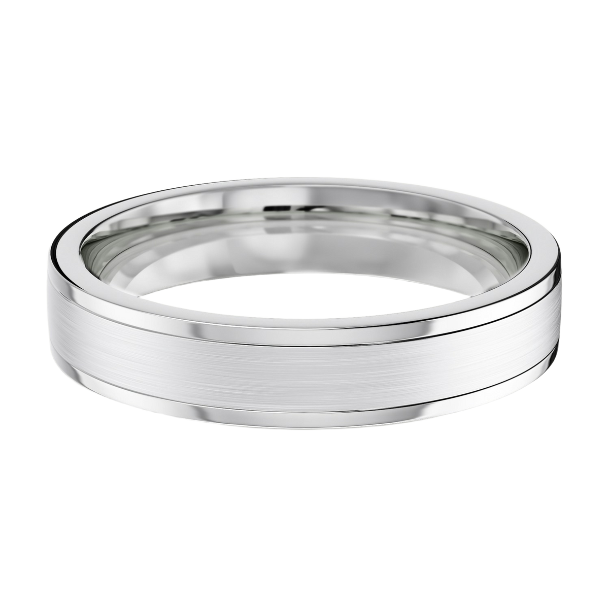 Double Grooved - White Gold - Brushed