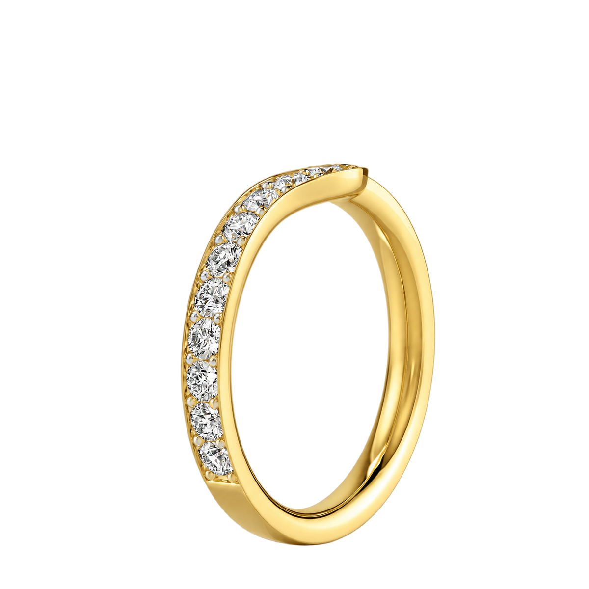 Wave - Round - Yellow Gold - Pavé
