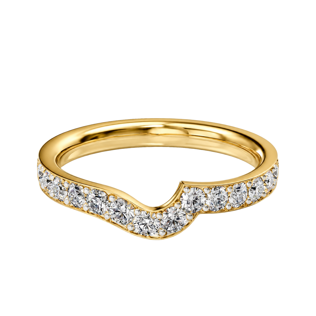 Wave - Round - Yellow Gold - Pavé