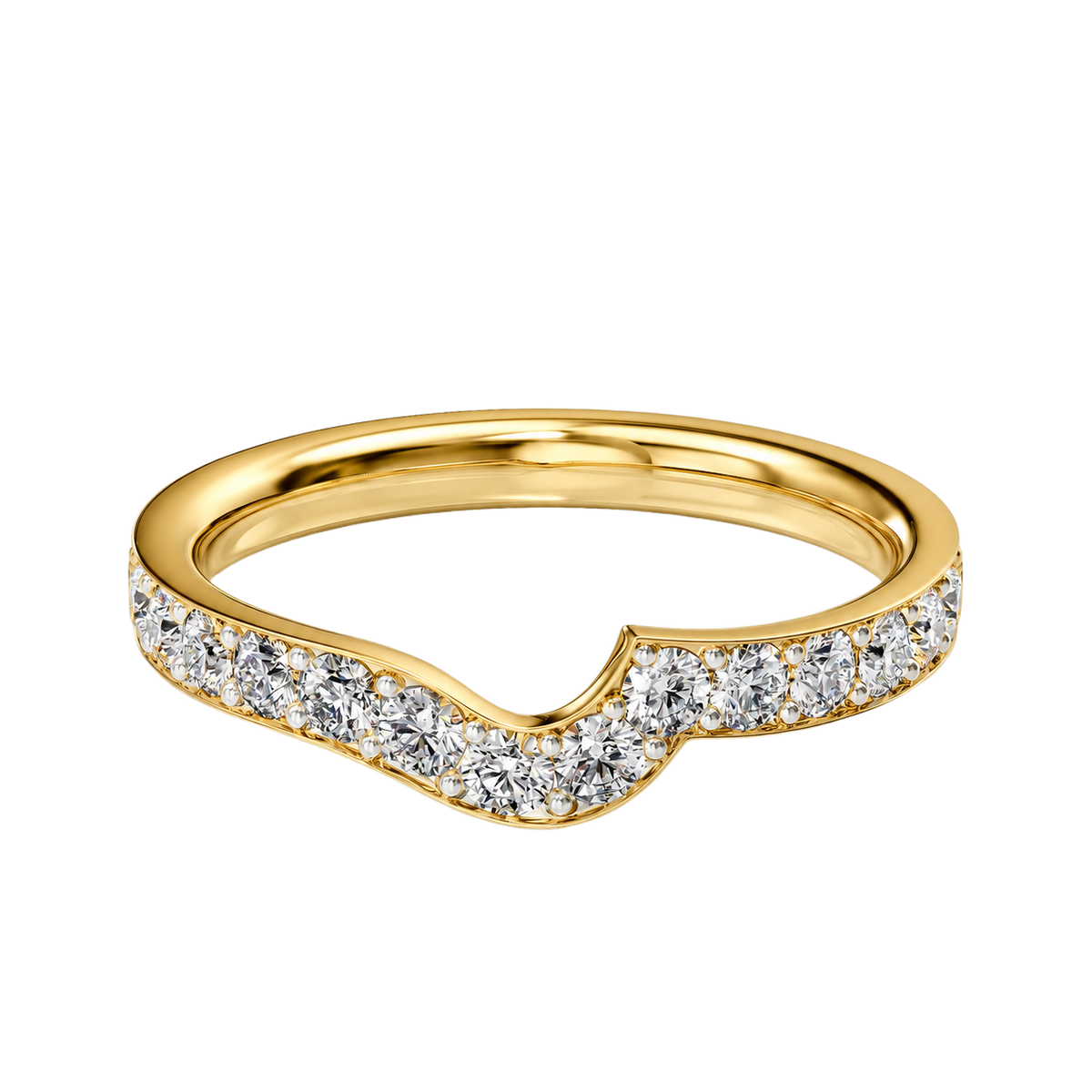 Wave - Round - Yellow Gold - Pavé