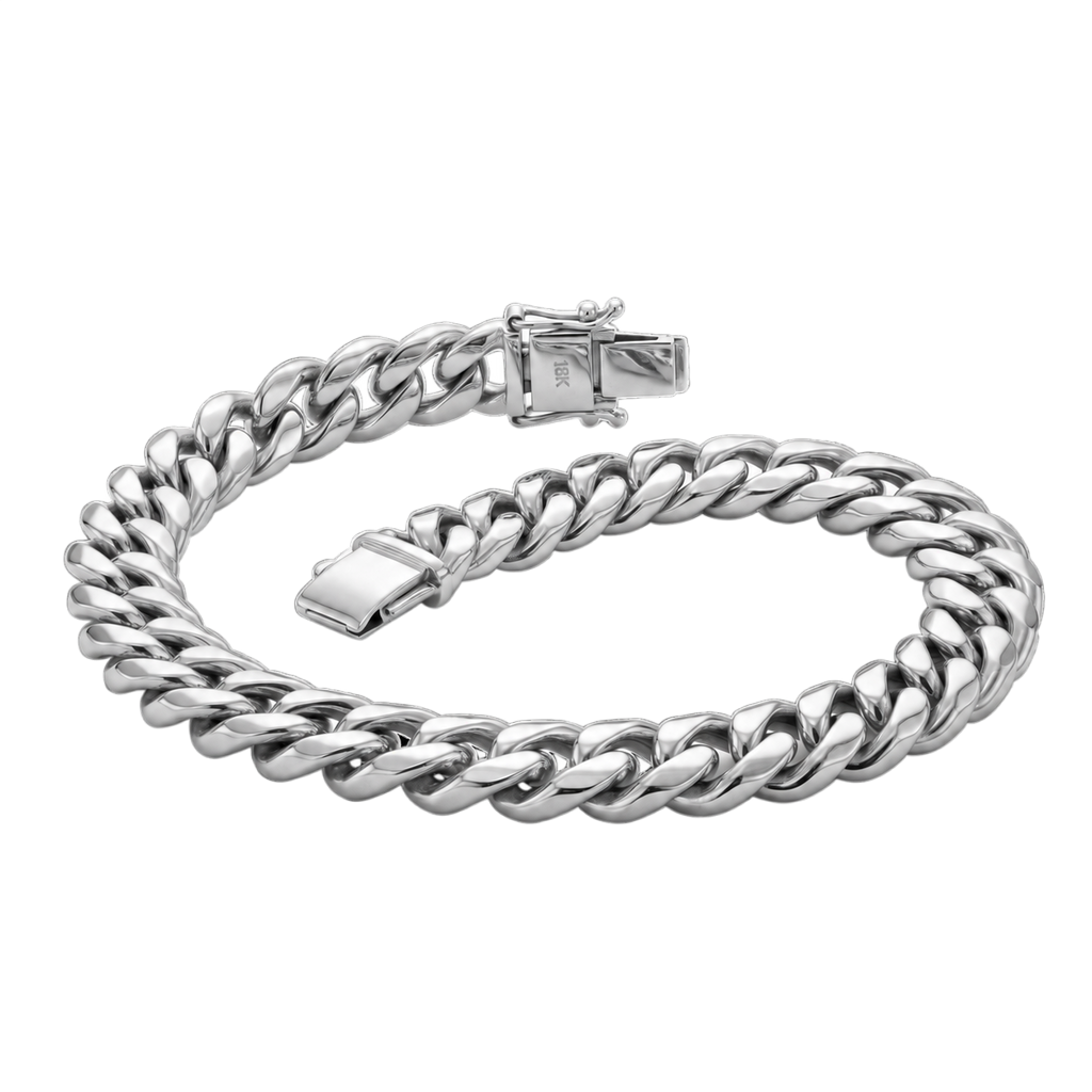 Serpentine Cuban - Link - White Gold - Box Clasp